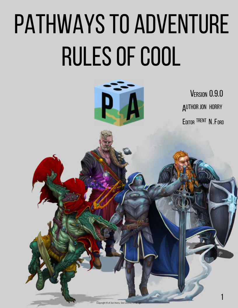 Cover of Rules of Cool, the Pathways to Adventure core rulebook.